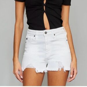 KanCan White Distressed Jean Shorts